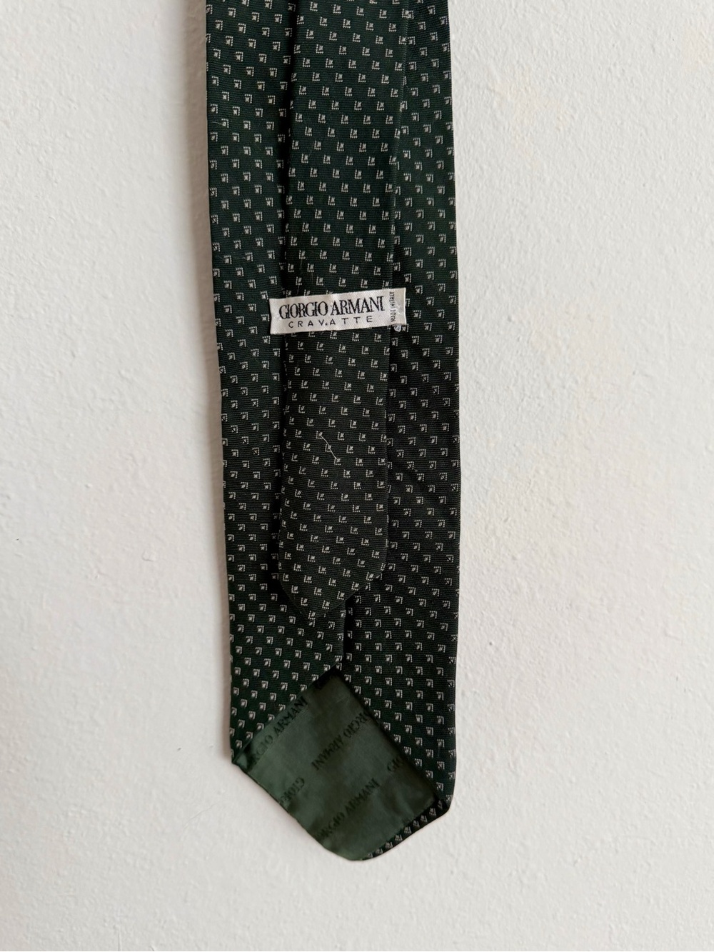 Giorgio Armani Dark Green Micro-Pattern Silk Tie